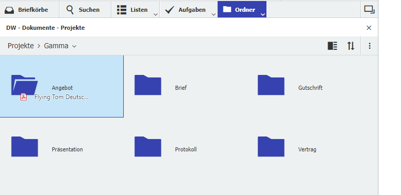 Dokument einfach in die Projektakte ziehen